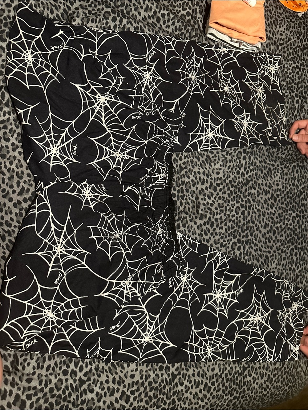 Victoria's Secret PINK Black and White Spiderweb pajama pants